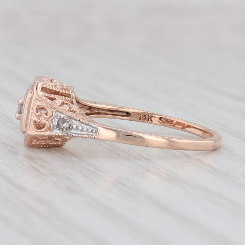 Light Gray Round Brilliant Diamond Ring 14k Rose Gold Size 7.25 Engagement