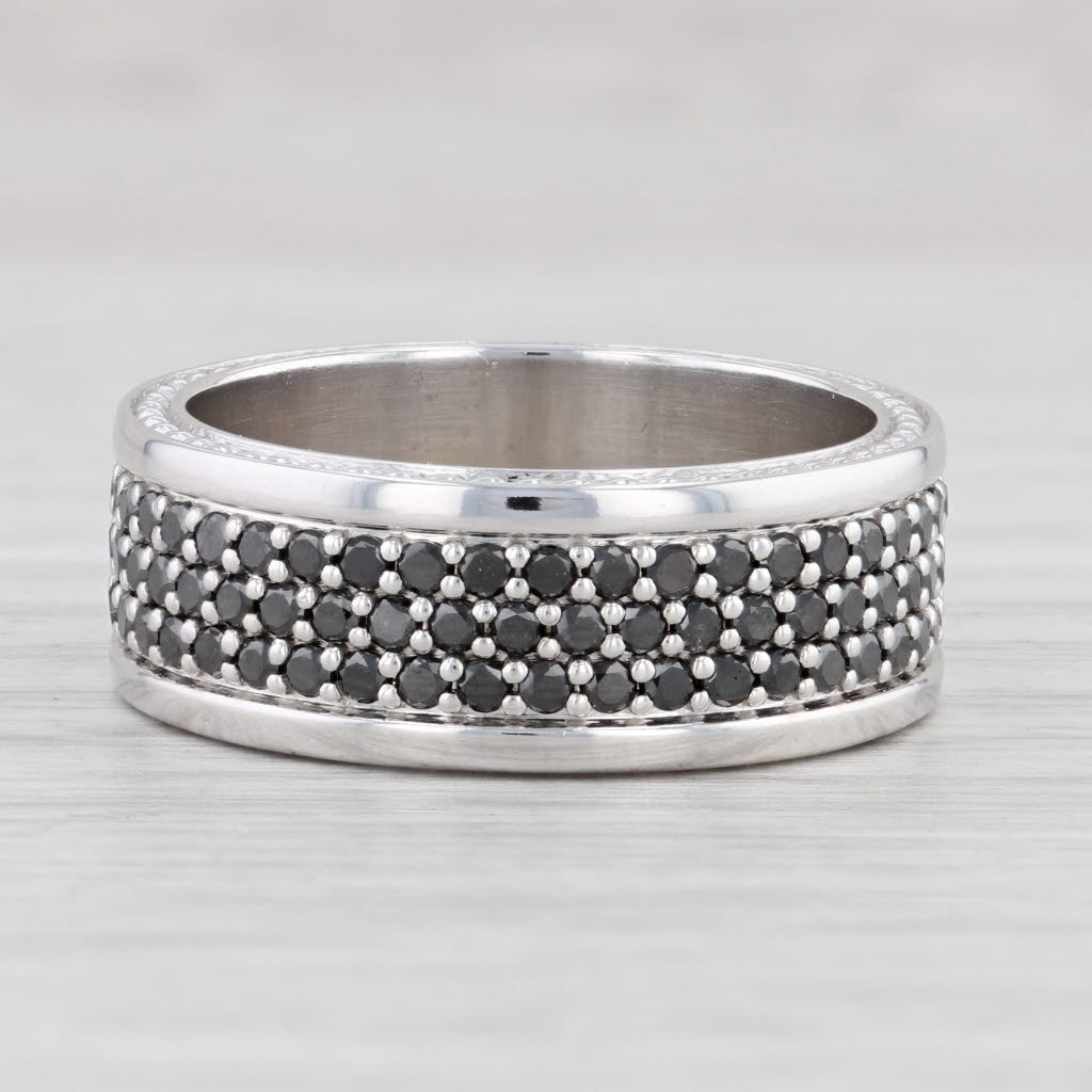 Light Gray 1.25ctw Black Diamond Ring 10k White Gold Size 9.75 Stackable Wedding Band
