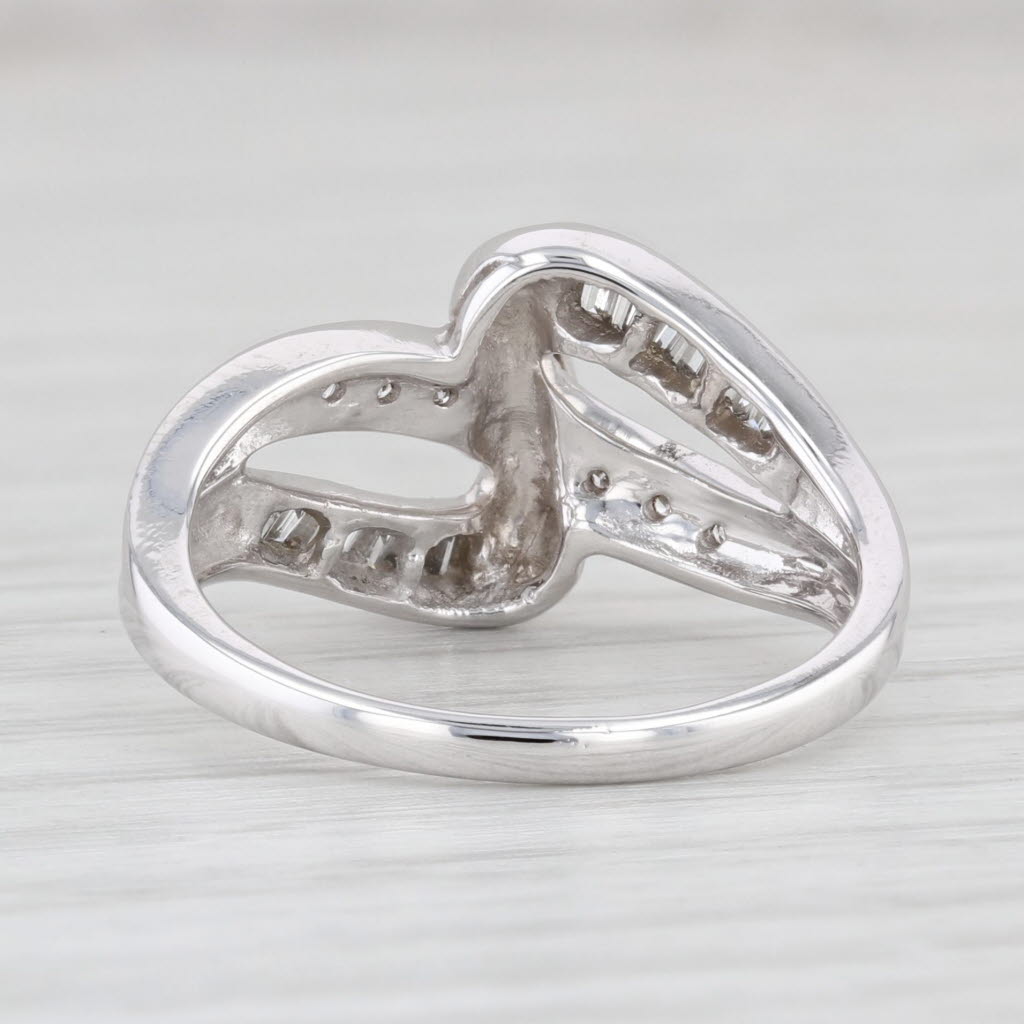 Light Gray 0.15ctw Diamond Bypass Ring 14k White Gold Size 7