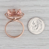 Gray New 11.02ctw Cushion Morganite Diamond Halo Ring 14k Rose Gold Size 7 Cocktail