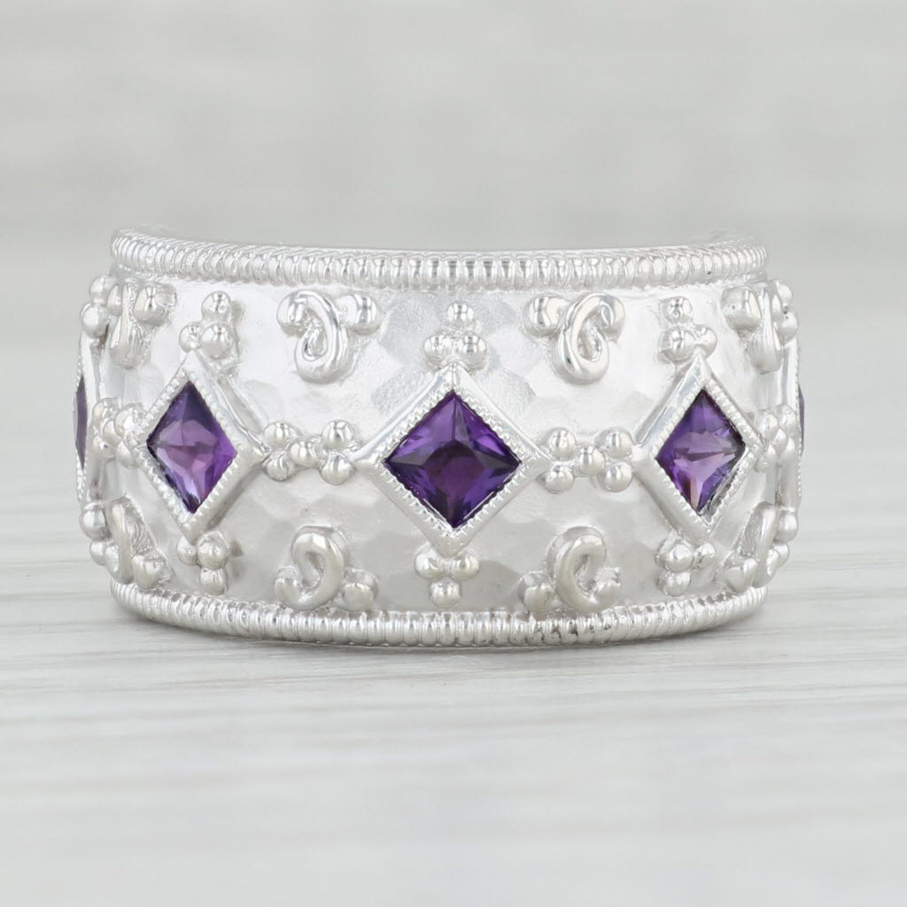 Light Gray Gabriel Co 0.75ctw Amethyst Statement Ring Hammered Sterling Silver Size 7