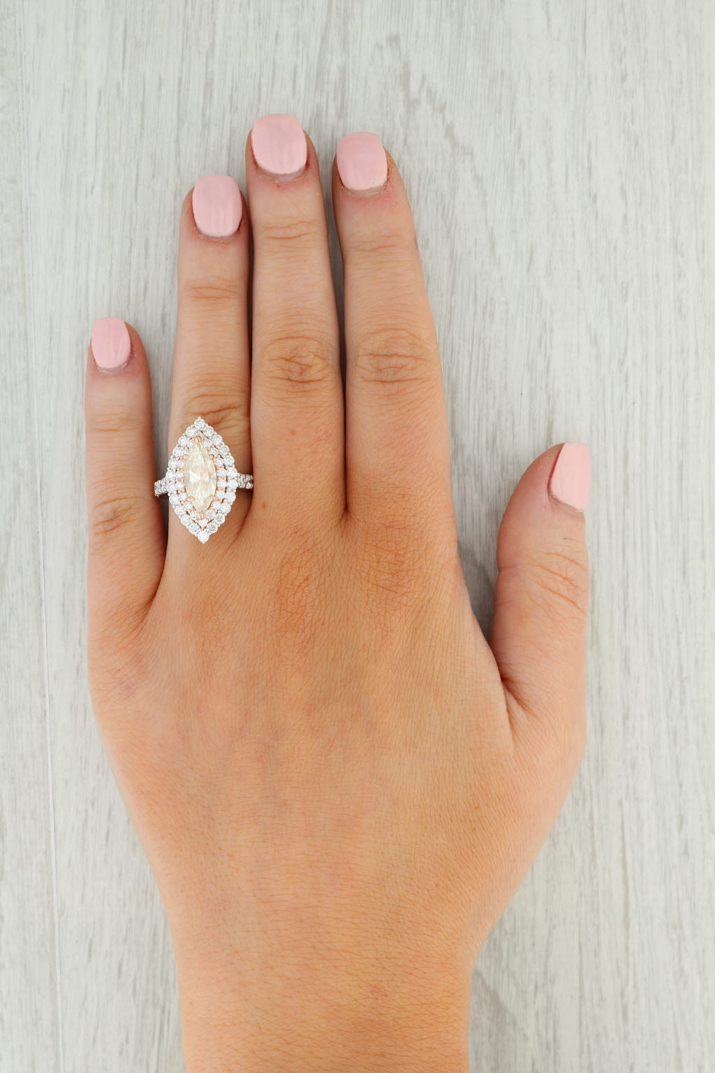 Light Gray Gabriel & Co 3.44ctw Moissanite Marquise Sapphire Diamond Halo Ring 14k Gold