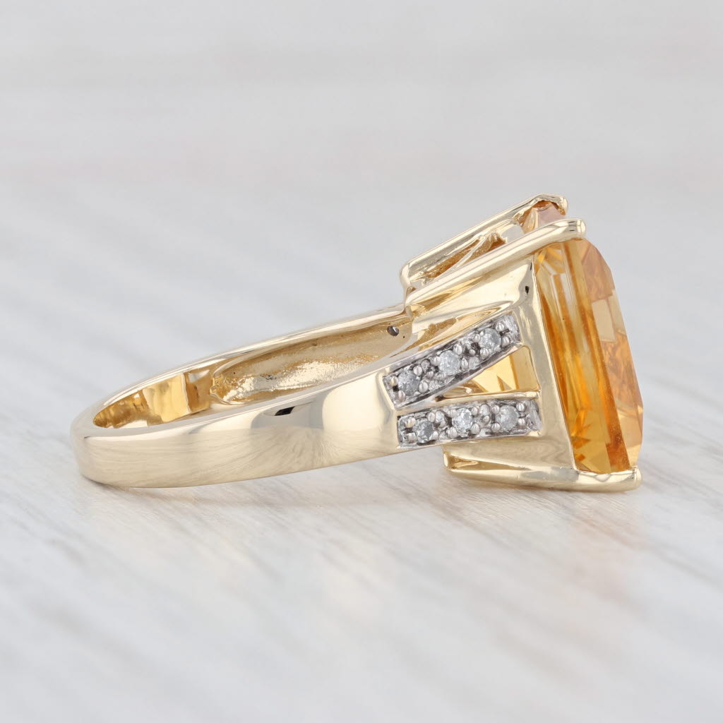 Light Gray 6.85ct Citrine Square Diamond Ring 14k Yellow Gold Size 6 Cocktail