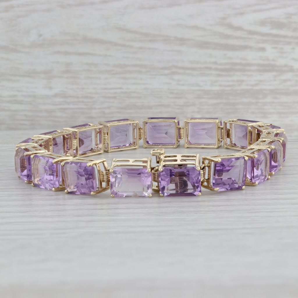 Gray 55ctw Amethyst Tennis Bracelet 10k Yellow Gold 8" 8.3mm