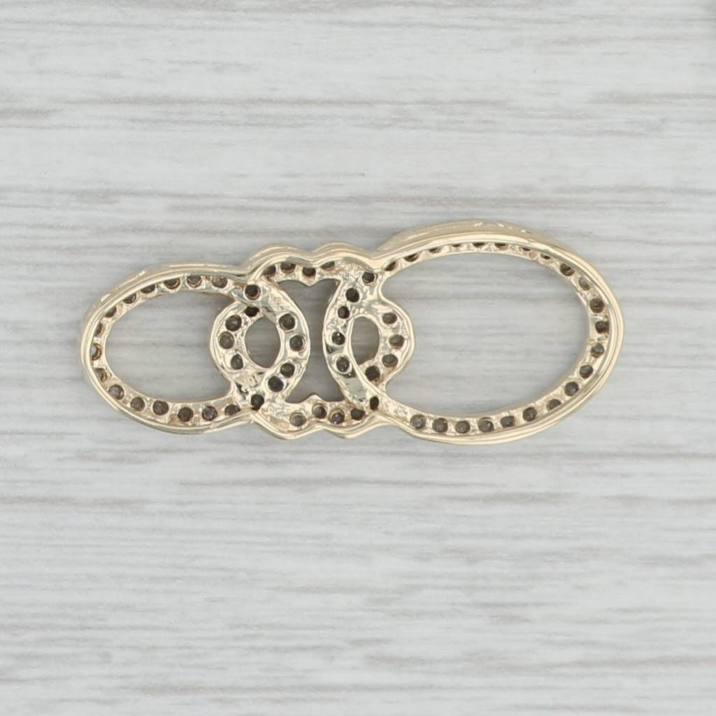 Light Gray 0.30ctw Diamond Interlocking Circles Pendant 10k Yellow Gold Floating Drop