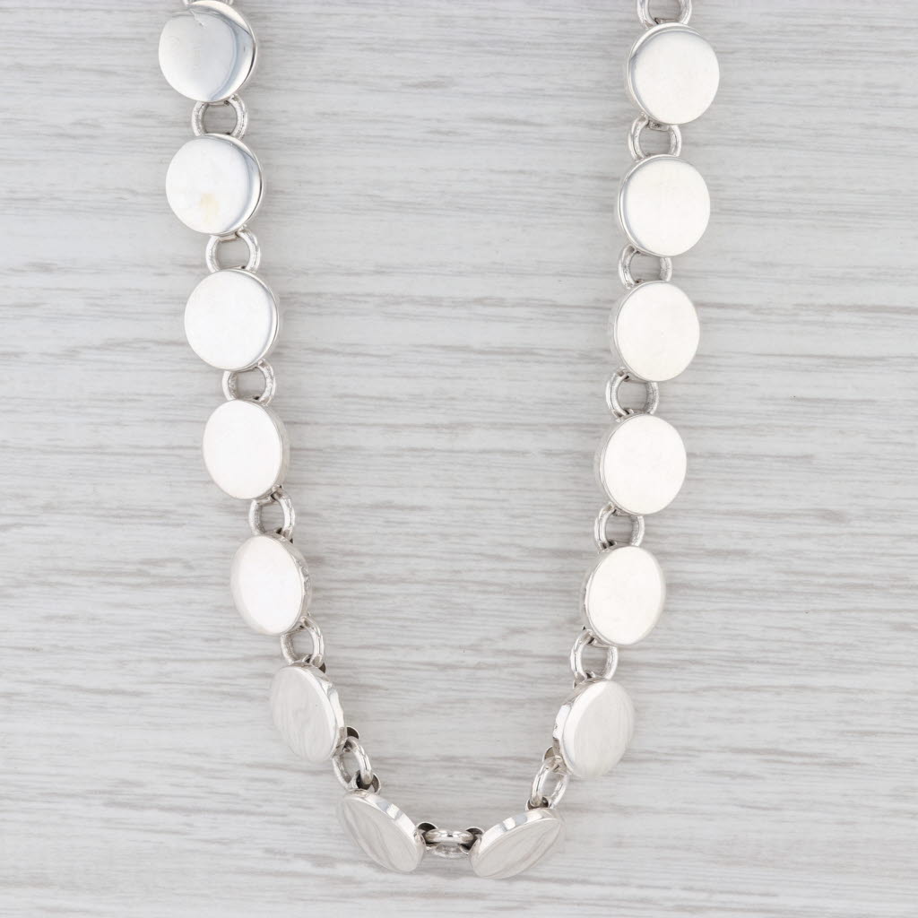 Light Gray New Engravable Circle Link Necklace Pendant Sterling Silver Statement 18"