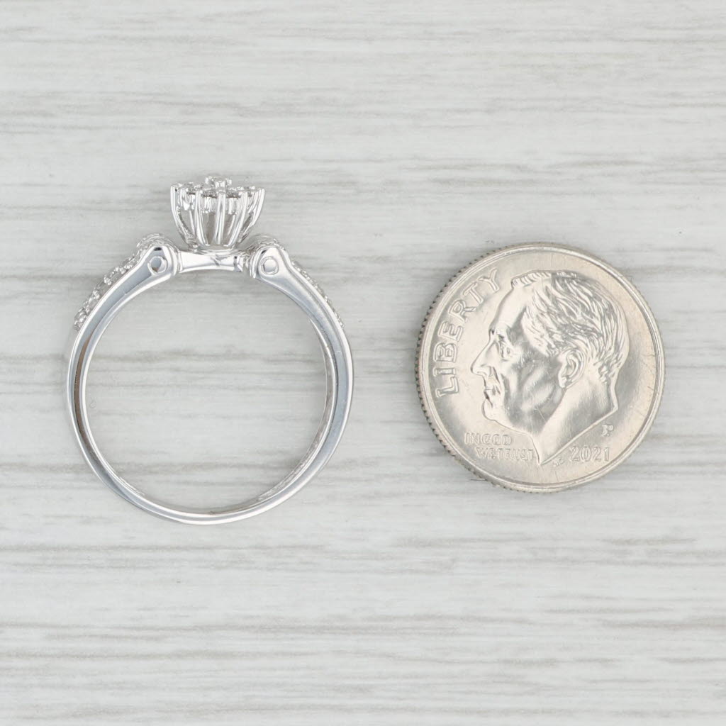 Light Gray 0.27ctw Marquise Diamond Cluster Engagement Ring 10k White Gold Size 7