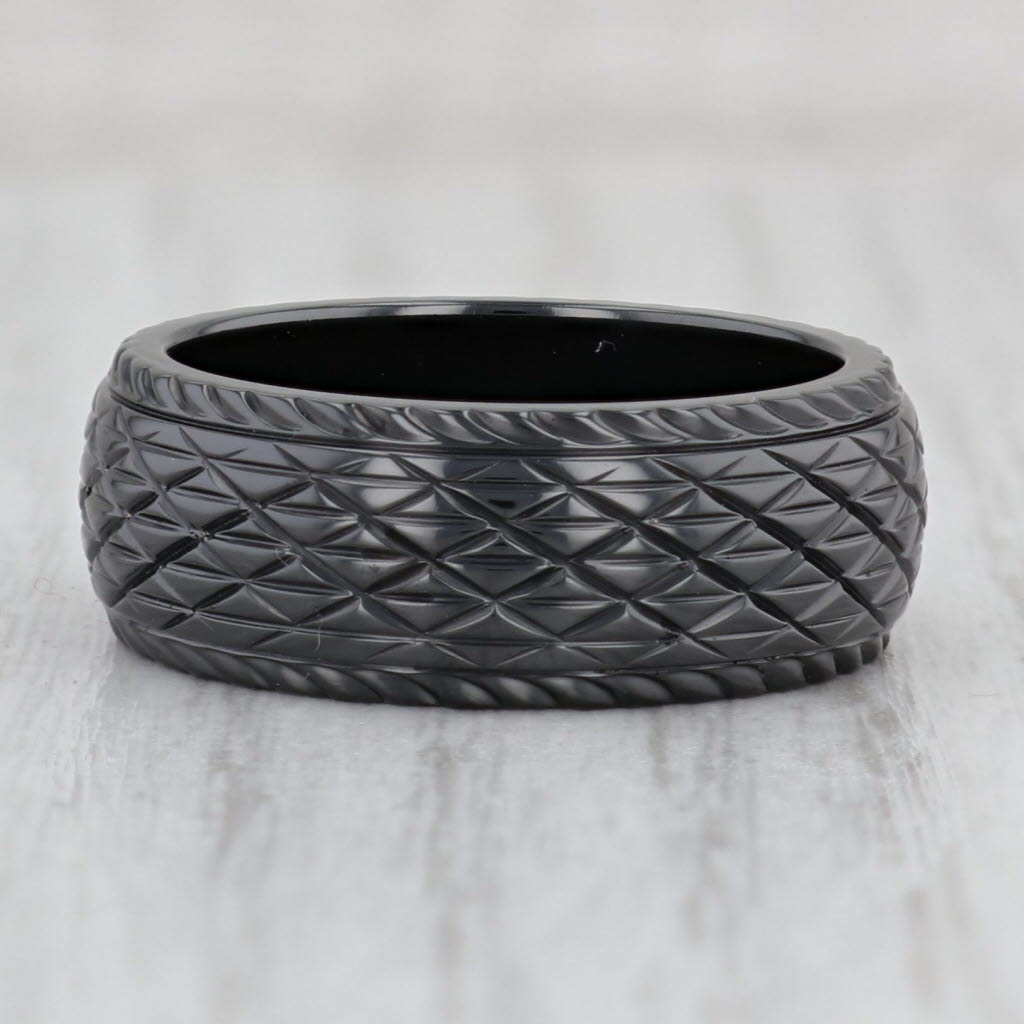 Light Gray New Black Titanium Ring Size 9.25 Men's Wedding Band