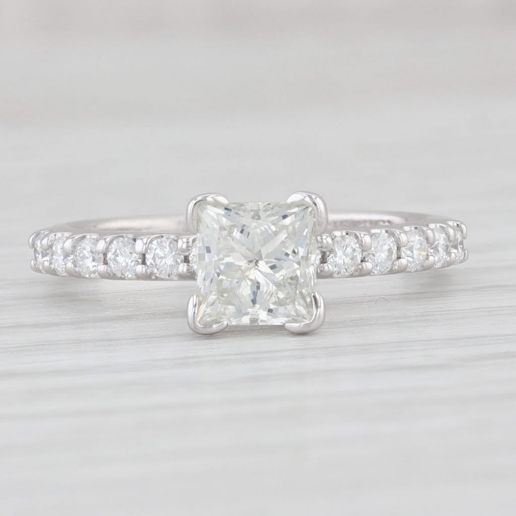 Light Gray 1.34ctw Princess Diamond Engagement Ring 14k White Gold Size 6 EGL Cert