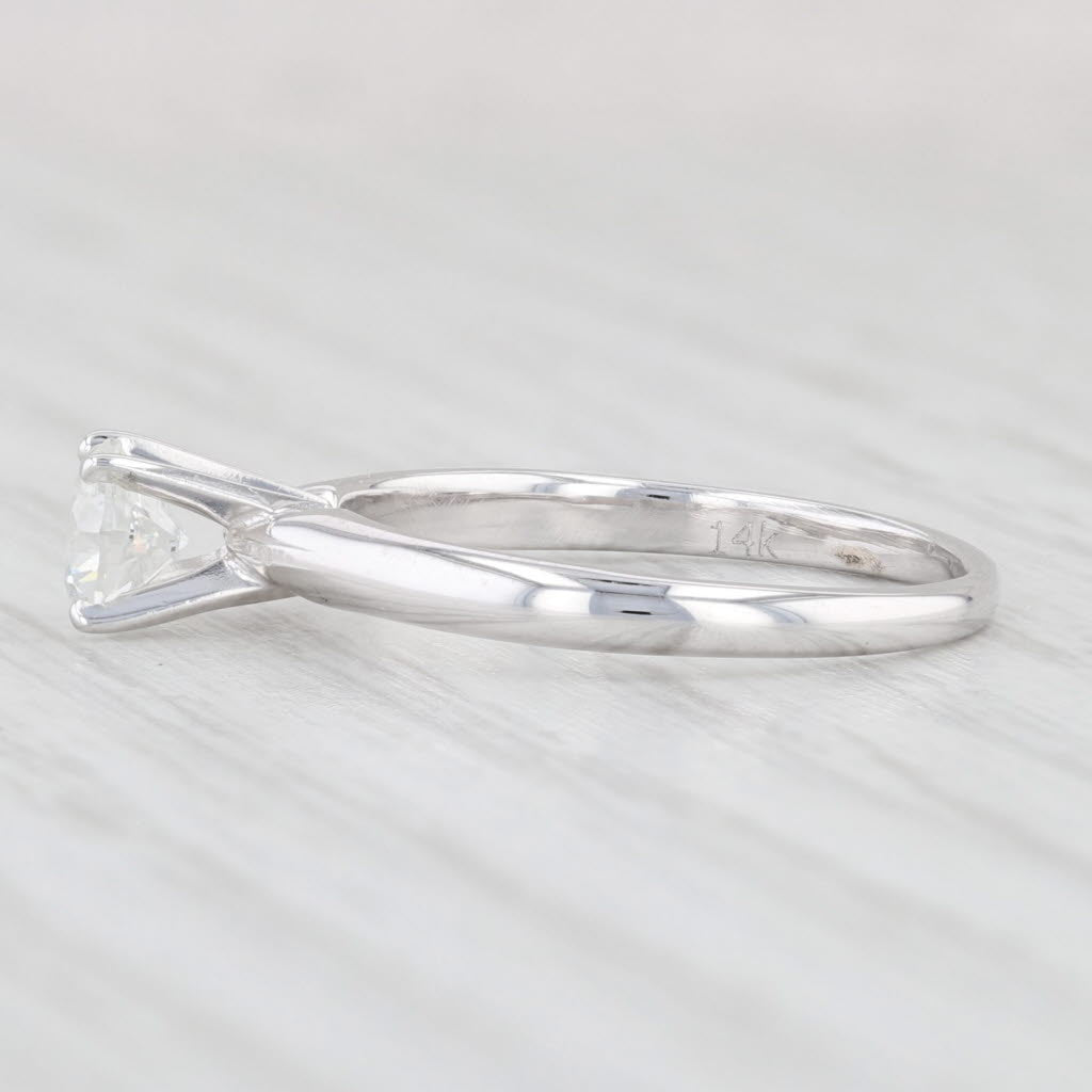 Light Gray 0.53ct Round Diamond Solitaire Engagement Ring 14k White Gold Size 6.25