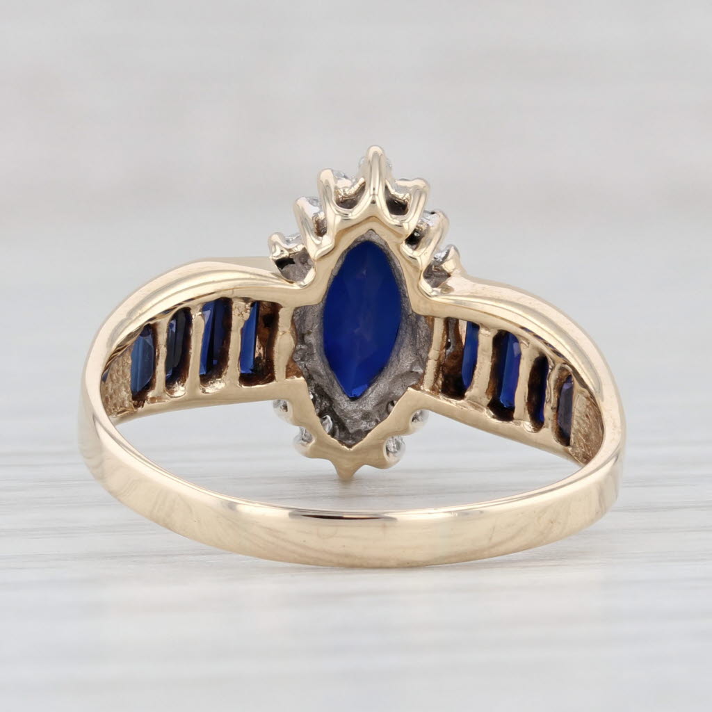 Light Gray 2.50ctw Marquise Lab Created Blue Sapphire Diamond Halo Ring 10k Gold Size 10