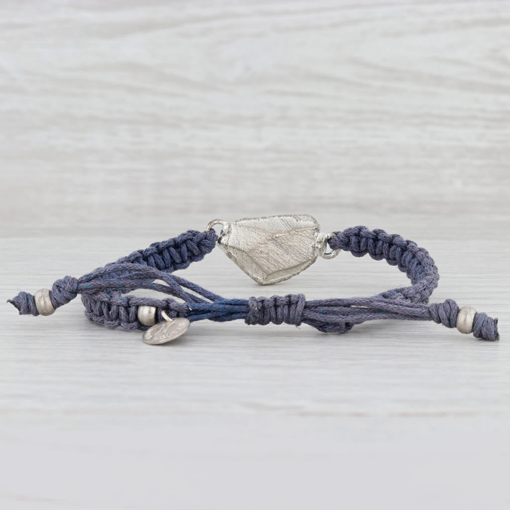 Light Gray New Nina Nguyen White Druzy Quartz Blue Woven Cord Bracelet Adjustable 6-9"