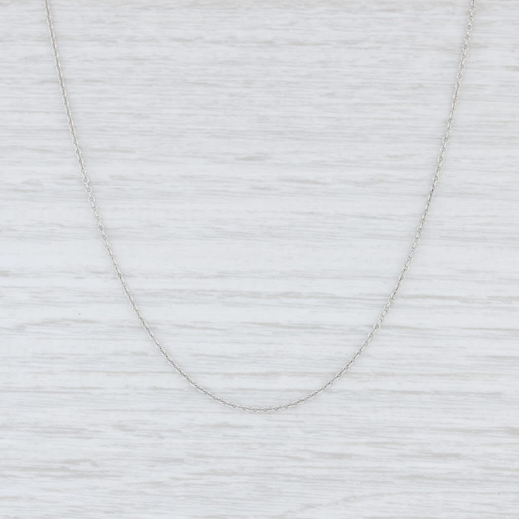 Light Gray Cable Chain Necklace Blue Topaz Drop 18k White Gold 1518" Adjustable Teardrop
