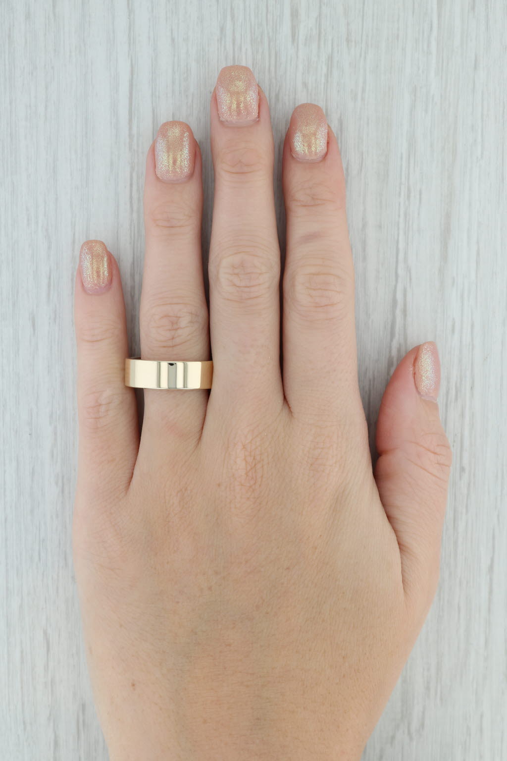 Gray Comfort Fit Wedding Band 14k Yellow Gold Size 9 Ring 7mm