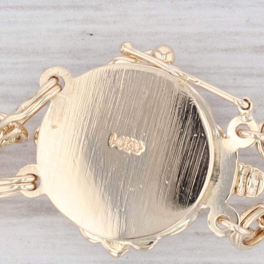 Light Gray Blue Synthetic Spinel Starter Slide Charm Bracelet 14k Yellow Gold 7”