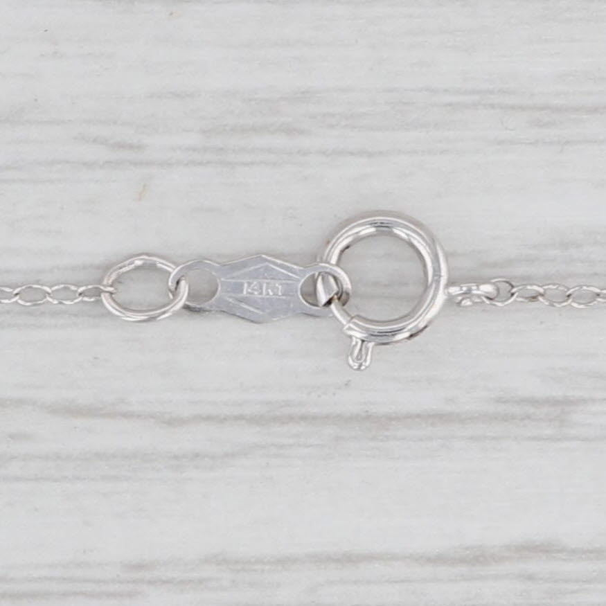 Light Gray Cable Chain Necklace 14k White Gold 17.5" 0.6mm Italy