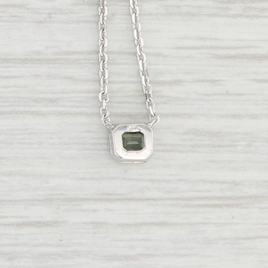 Light Gray New Custom 0.26ct Green Alexandrite Pendant Necklace 14k White Gold 16"