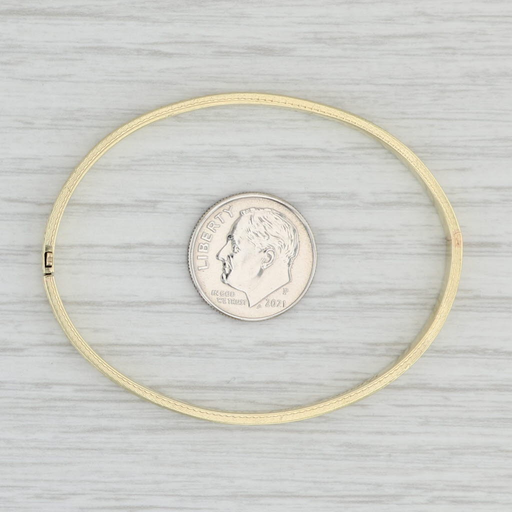 Light Gray Small Vintage Flower Bangle Bracelet 14k Yellow Gold 6" 3mm
