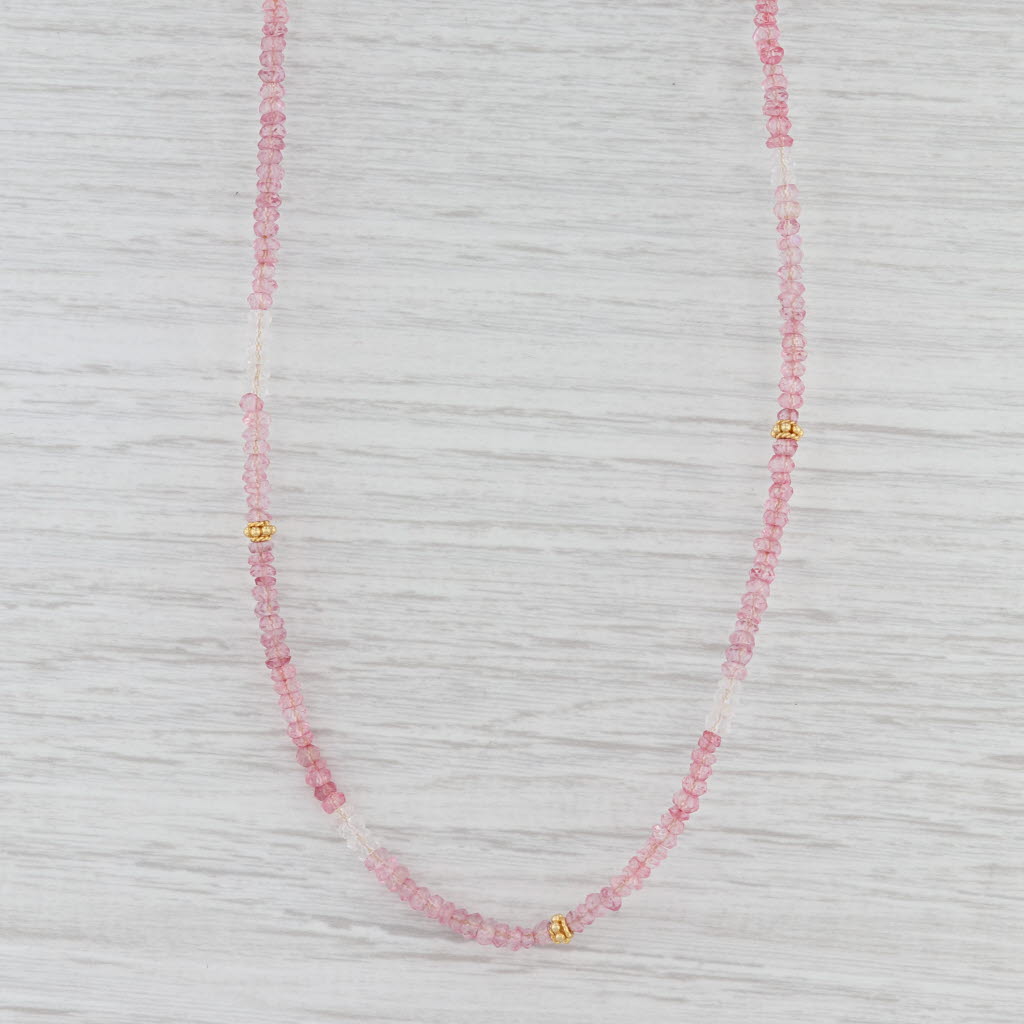 Light Gray New Nina Nguyen Pink Topaz Bead Necklace Sterling Gold Vermeil Adjustable Layer