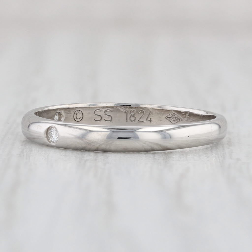 Light Gray Cartier VS2 Diamond 1895 Wedding Band with Box 950 Platinum Size 6 Ring
