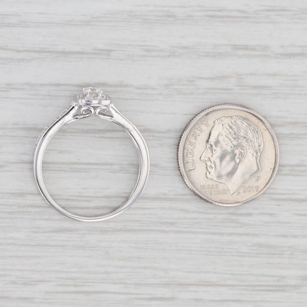 Light Gray 0.15ctw Diamond Halo Engagement Ring 10k White Gold Size 7