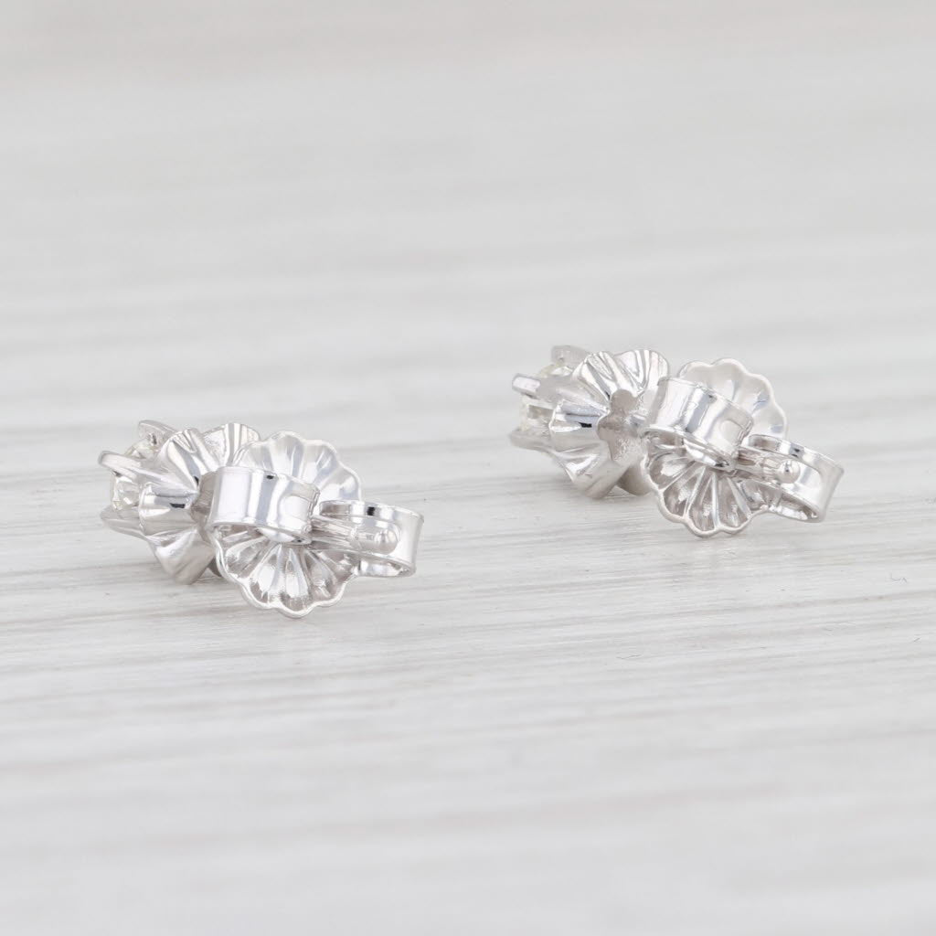 Light Gray 0.20ctw Diamond Stud Earrings 14k White Gold Round Solitaire Pierced Studs
