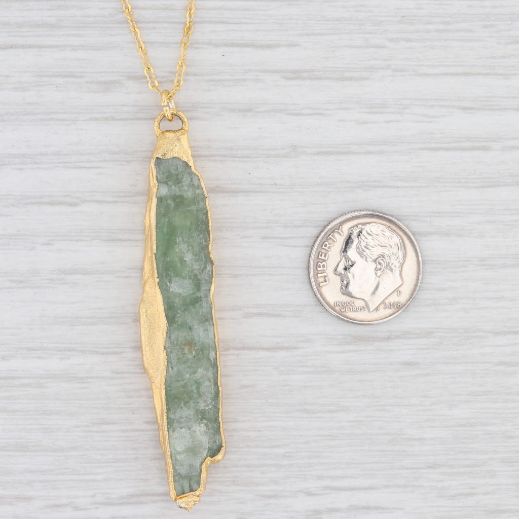 Light Gray New Nina Nguyen Necklace Green Kyanite Crinkle Chain Sterling Gold Vermeil 30-32