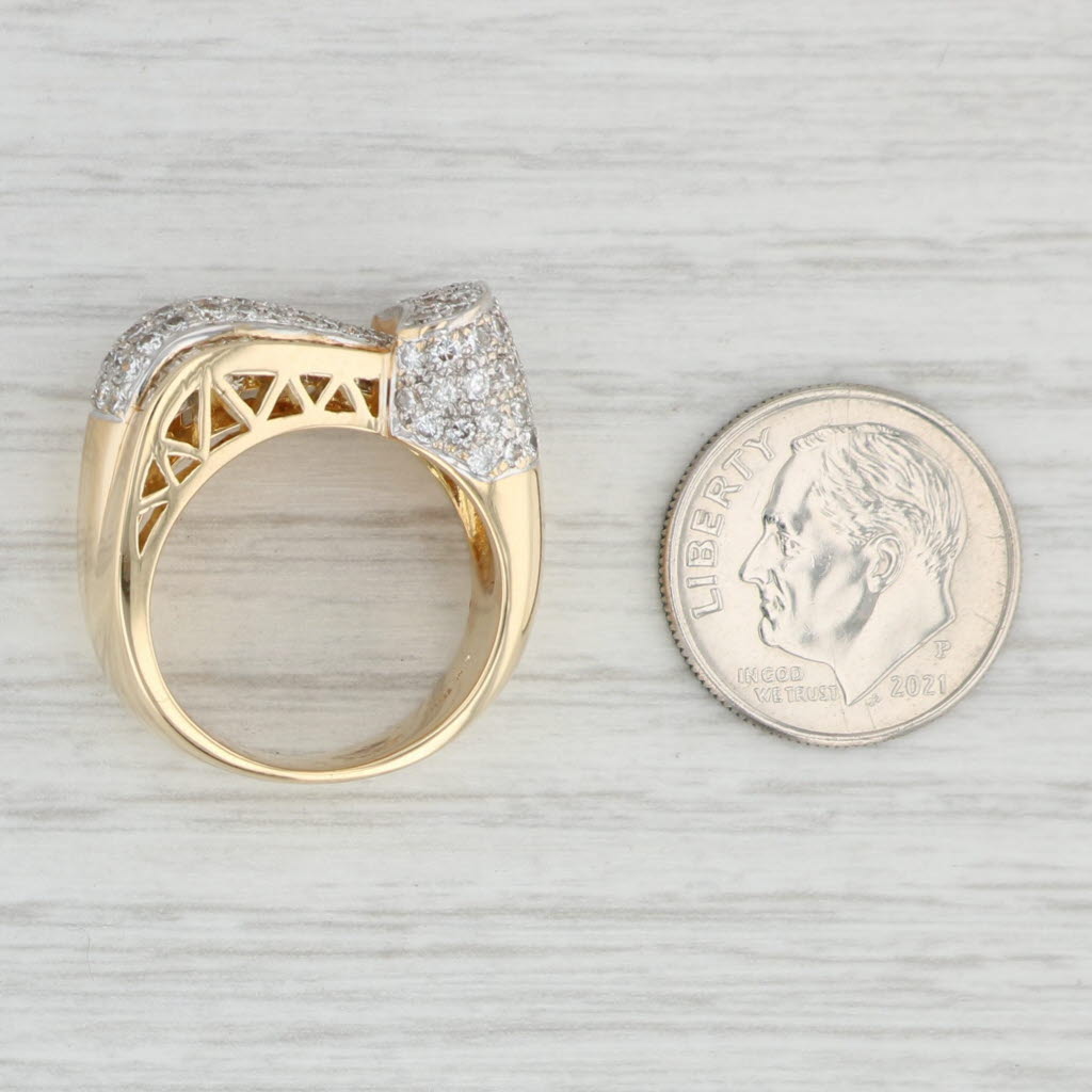 Light Gray 1.96ctw Abstract Diamond Cocktail Ring 18k Yellow Gold Size 6