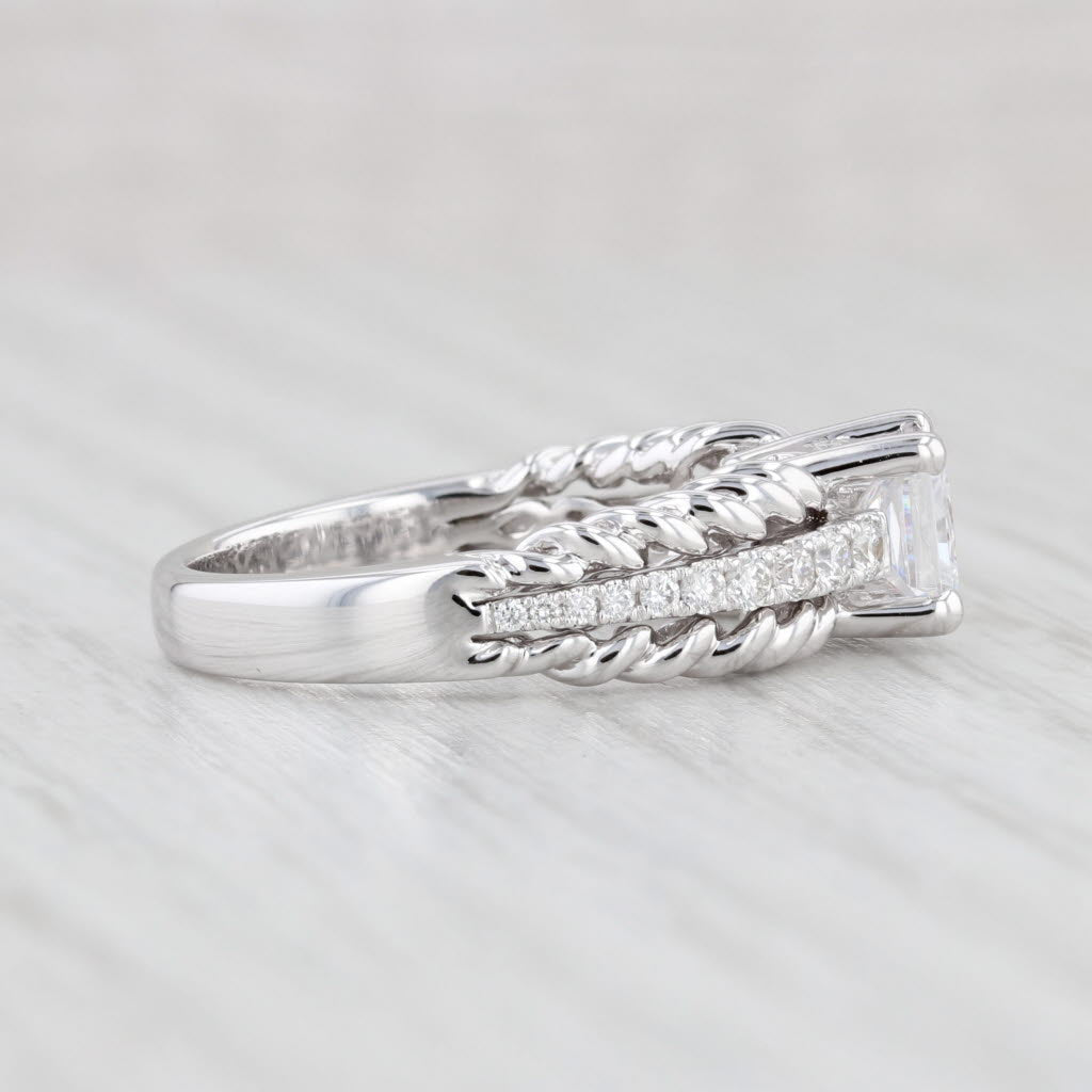 Light Gray New 1.34ctw Princess Square Cubic Zirconia Engagement Ring 18k White Gold Size 7