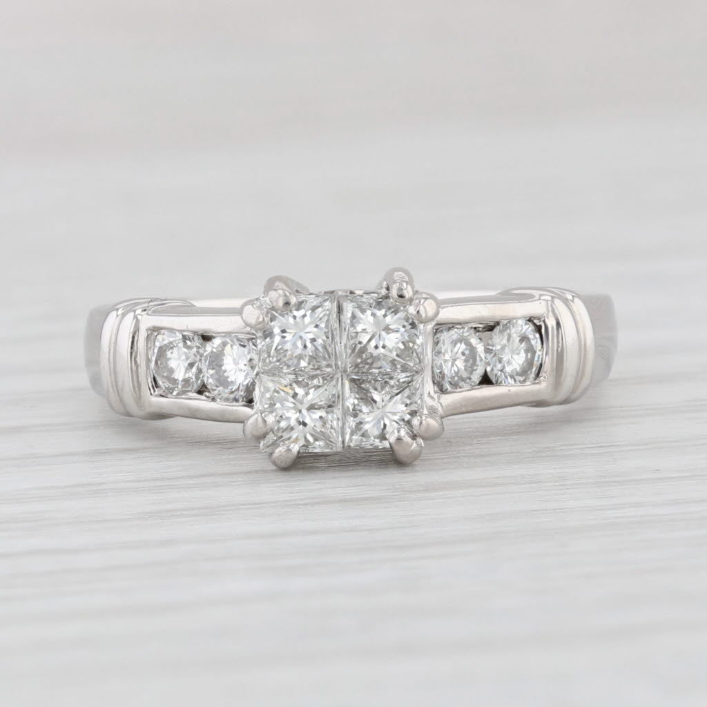Light Gray 0.92ctw Princess Diamond Engagement Ring Platinum Size 6.5
