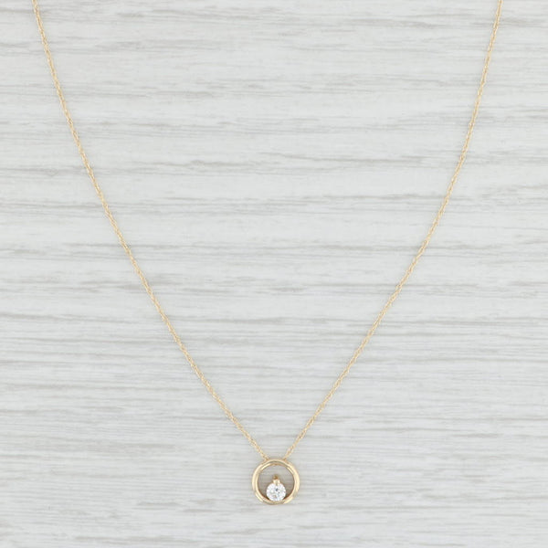 Light Gray New 0.10ct Diamond Circle Pendant Necklace 14k Yellow Gold 18" Rope Chain