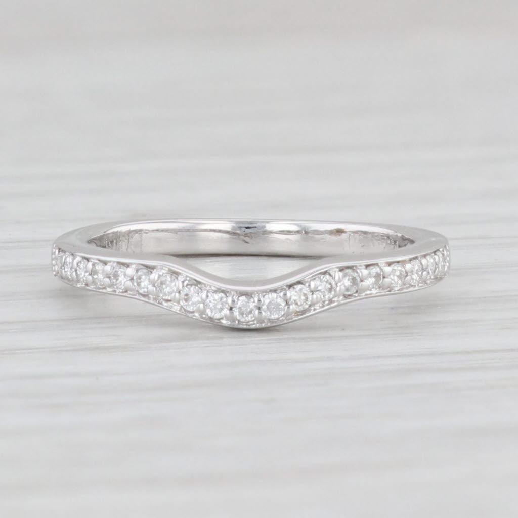 Contoured Diamond Wedding Band Ring Enhancer Guard 18k White Gold Stackable