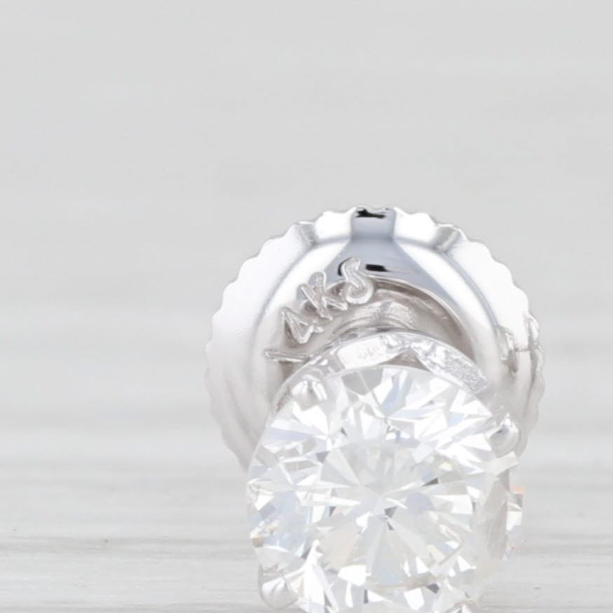 Light Gray 1.04ctw Round Diamond Stud Earrings 14k Gold Solitaire Studs