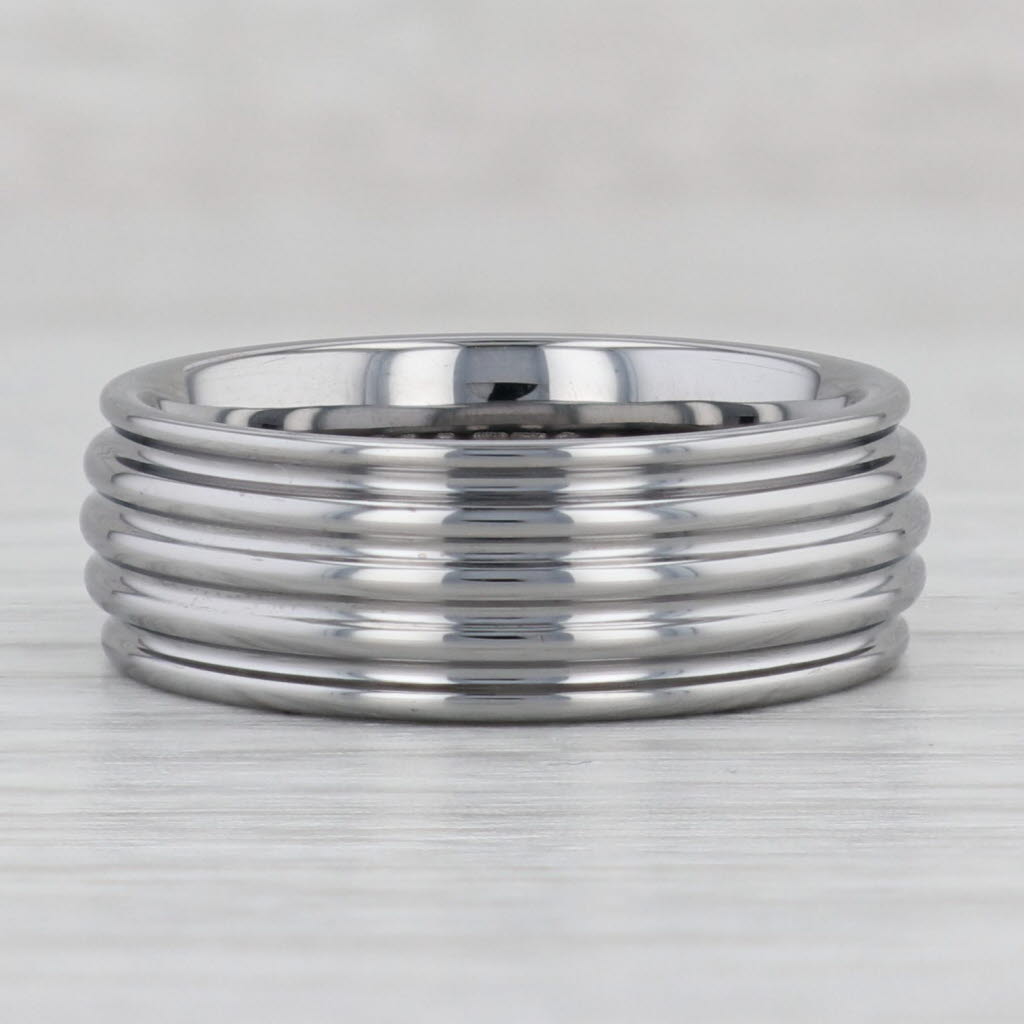 Gray New Ridged Tungsten Carbide Ring Size 9.5 Wedding Band 8mm