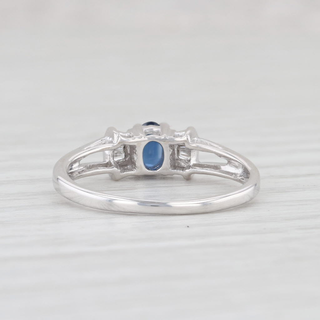 Light Gray 0.29ctw Blue Sapphire White Diamond Ring 14k White Gold Size 6 Oval Engagement