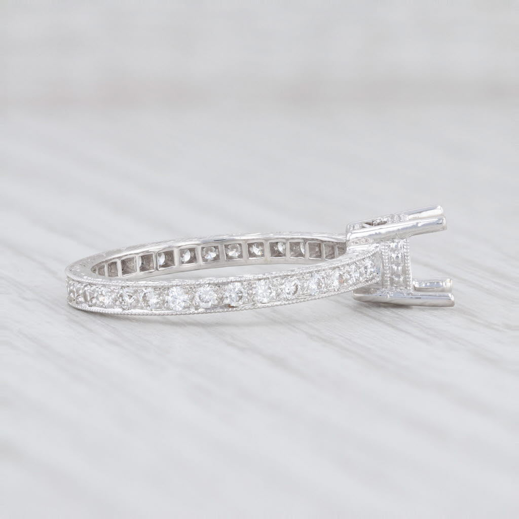 Light Gray New Beverley K Round Semi Mount Eternity Ring 18k White Gold Size 6.5 Diamonds