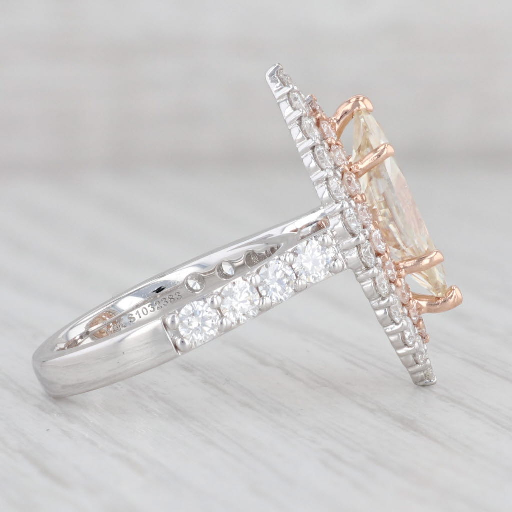 Light Gray Gabriel & Co 3.44ctw Moissanite Marquise Sapphire Diamond Halo Ring 14k Gold