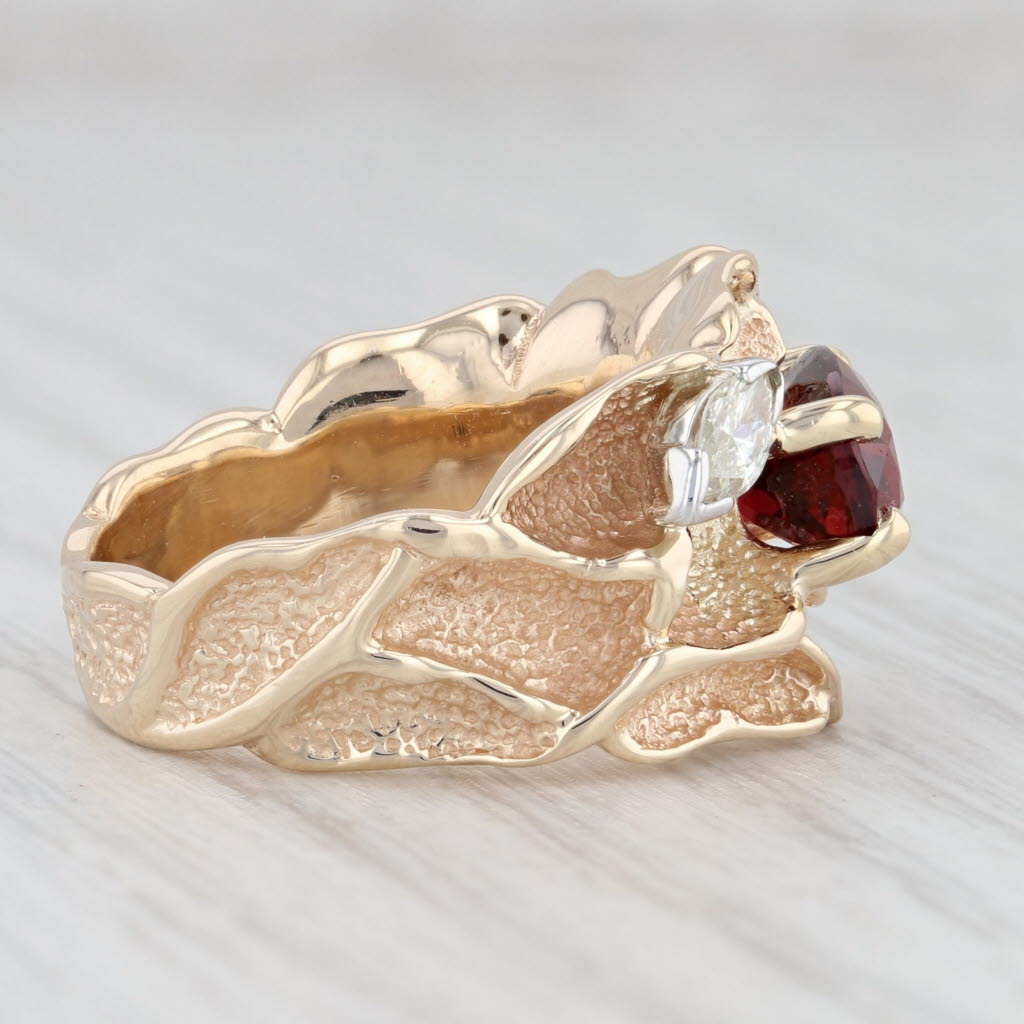 Light Gray 2.20ctw Oval Red Spinel Diamond Ring 14k Yellow Gold Size 4.5