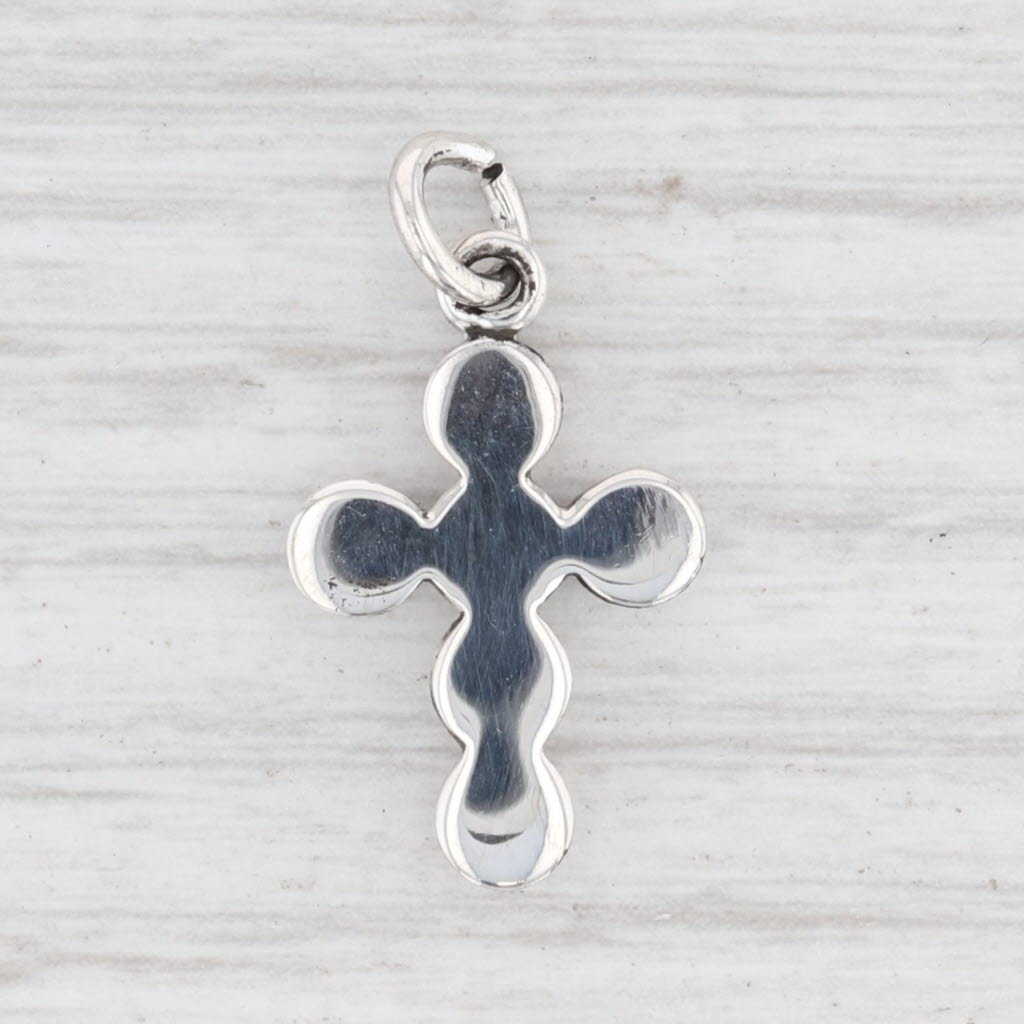 Light Gray New Bead Cross Pendant Sterling Silver 925 Religious Charm