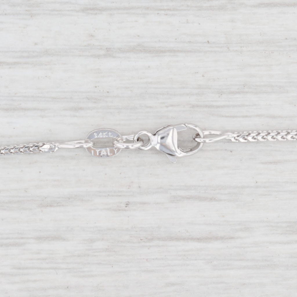 Light Gray New Franco Wheat Chain Necklace 14k White Gold 20" 1.1mm Italian
