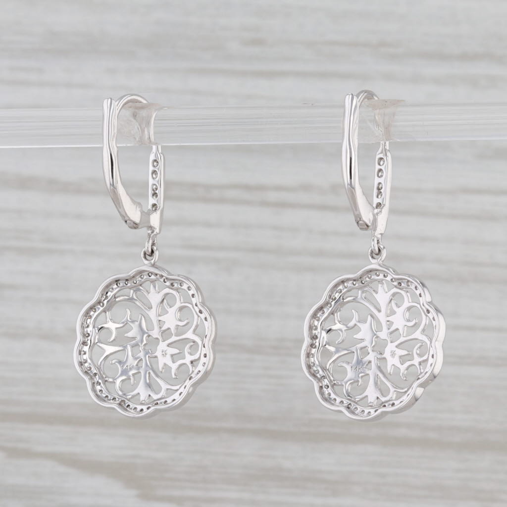 Gray New Beverley K Diamond Earrings 14k White Gold Filigree Openwork Drops