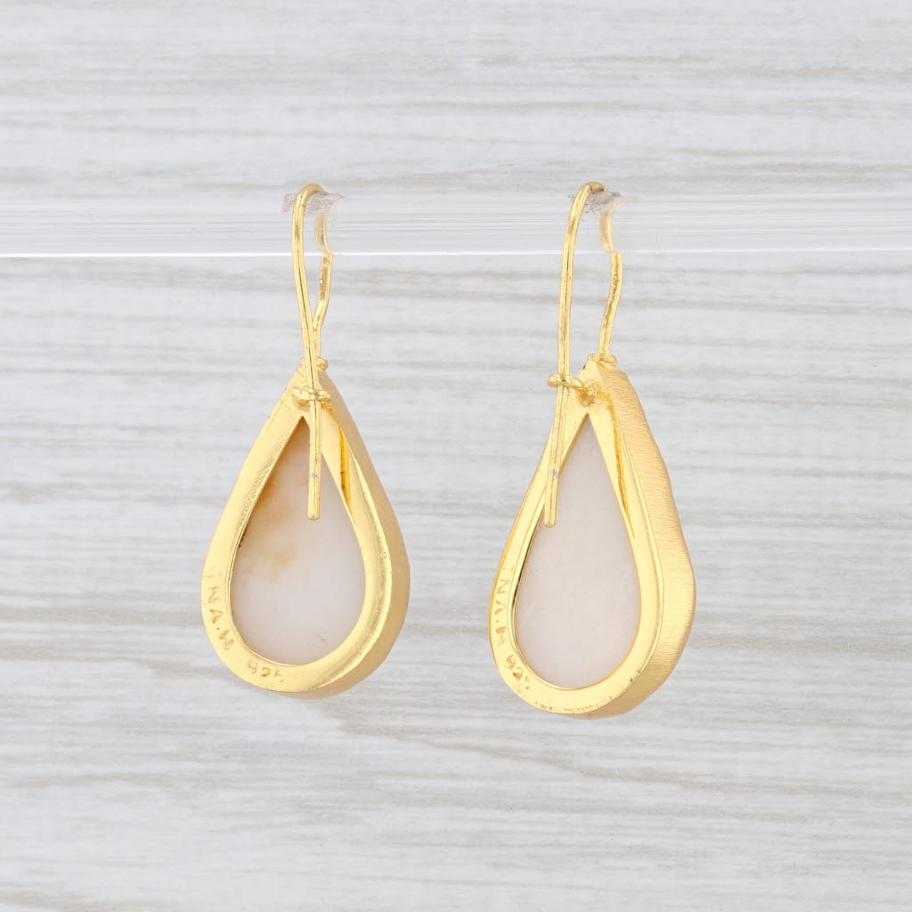 Light Gray New Nina Nguyen Druzy Quartz Teardrop Earrings Sterling Silver 22k Gold Vermeil