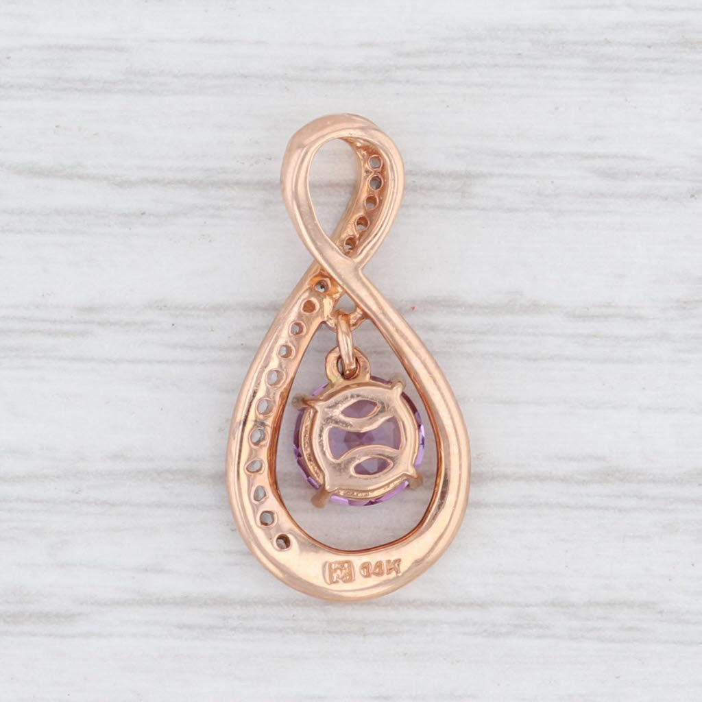 Light Gray New Floating Amethyst White Sapphire Figure 8 Pendant 14k Rose Gold