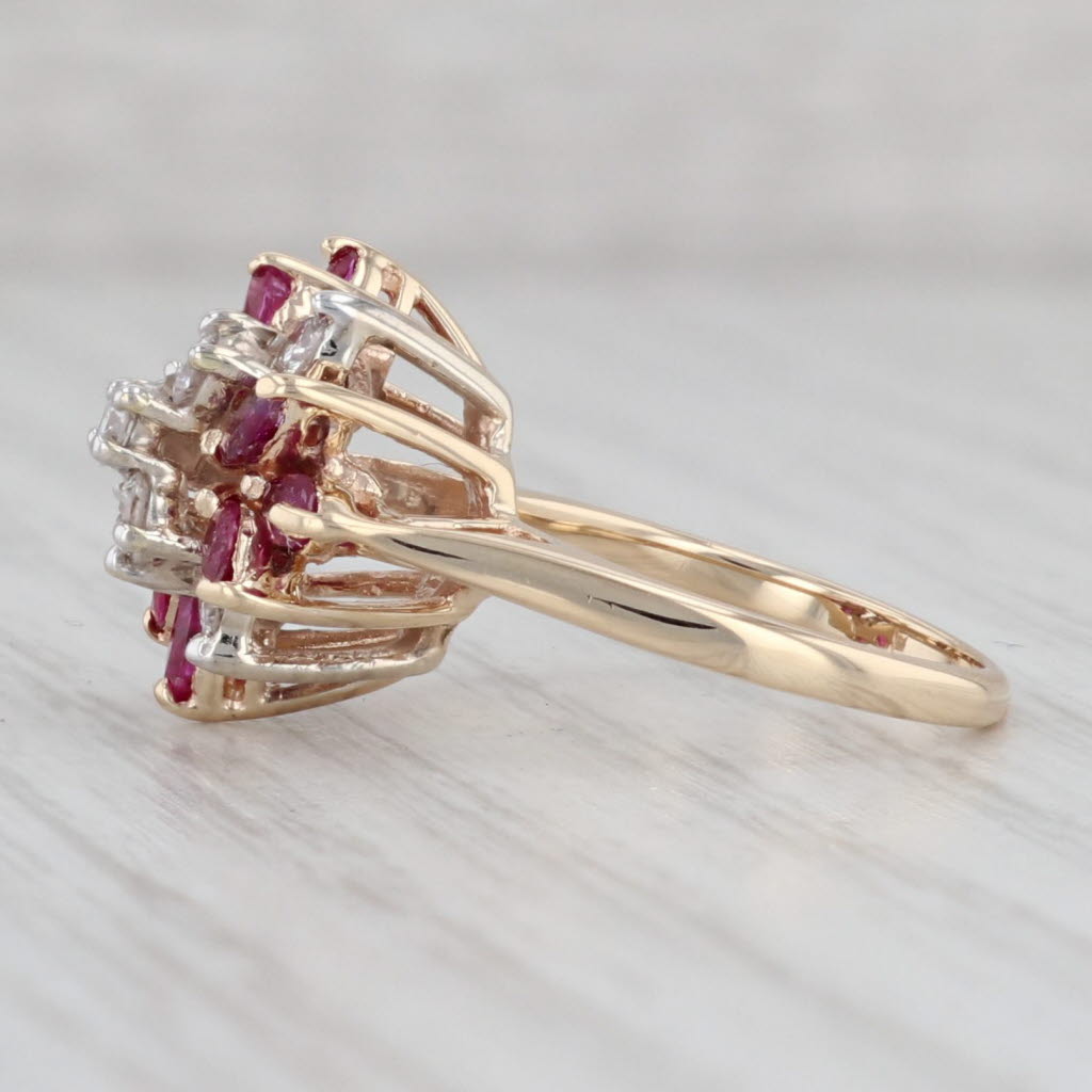 Gray 1ctw Ruby Diamond Cluster Ring 14k Yellow Gold Size 3