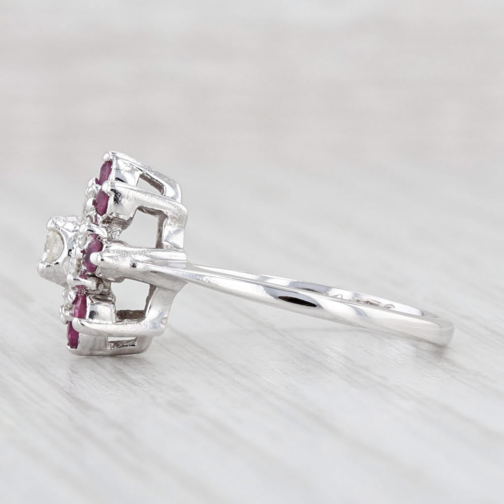 Light Gray 0.80ctw Round Ruby Diamond Halo Ring 14k White Gold Size 6.25
