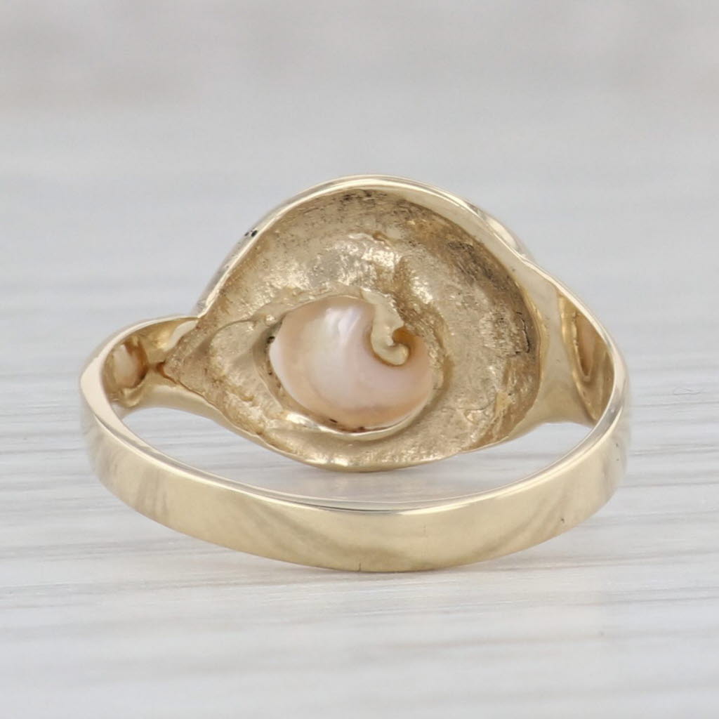 Gray Cultured Pearl Solitaire Ring 14k Yellow Gold Size 5