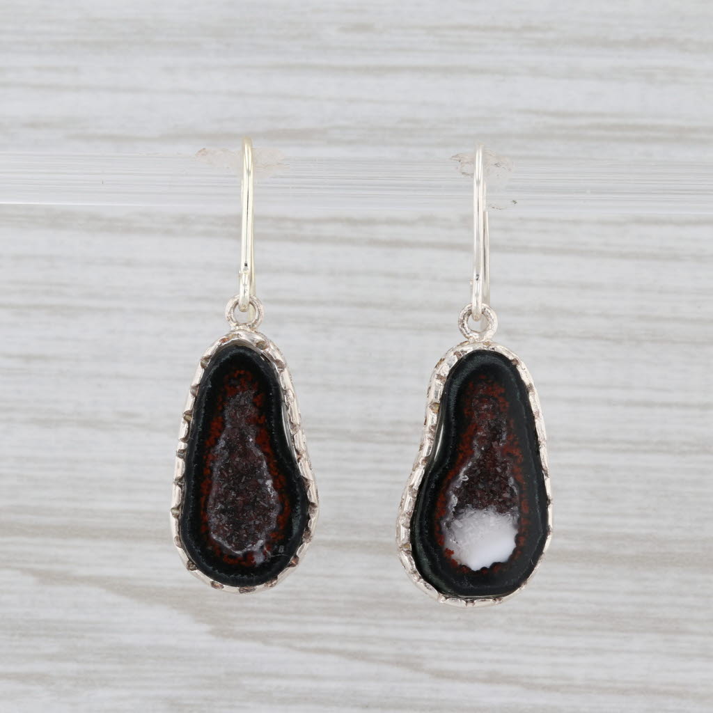 Light Gray New Nina Nguyen Druzy Quartz Geode Drop Earrings Sterling Silver Hook Posts