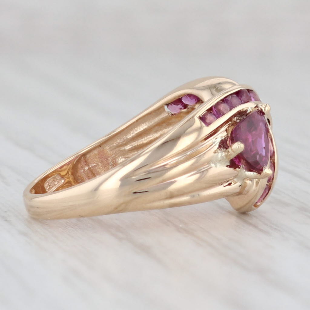 Light Gray 1.10ctw Pear Ruby Pink Sapphire Ring 14k Yellow Gold Size 5