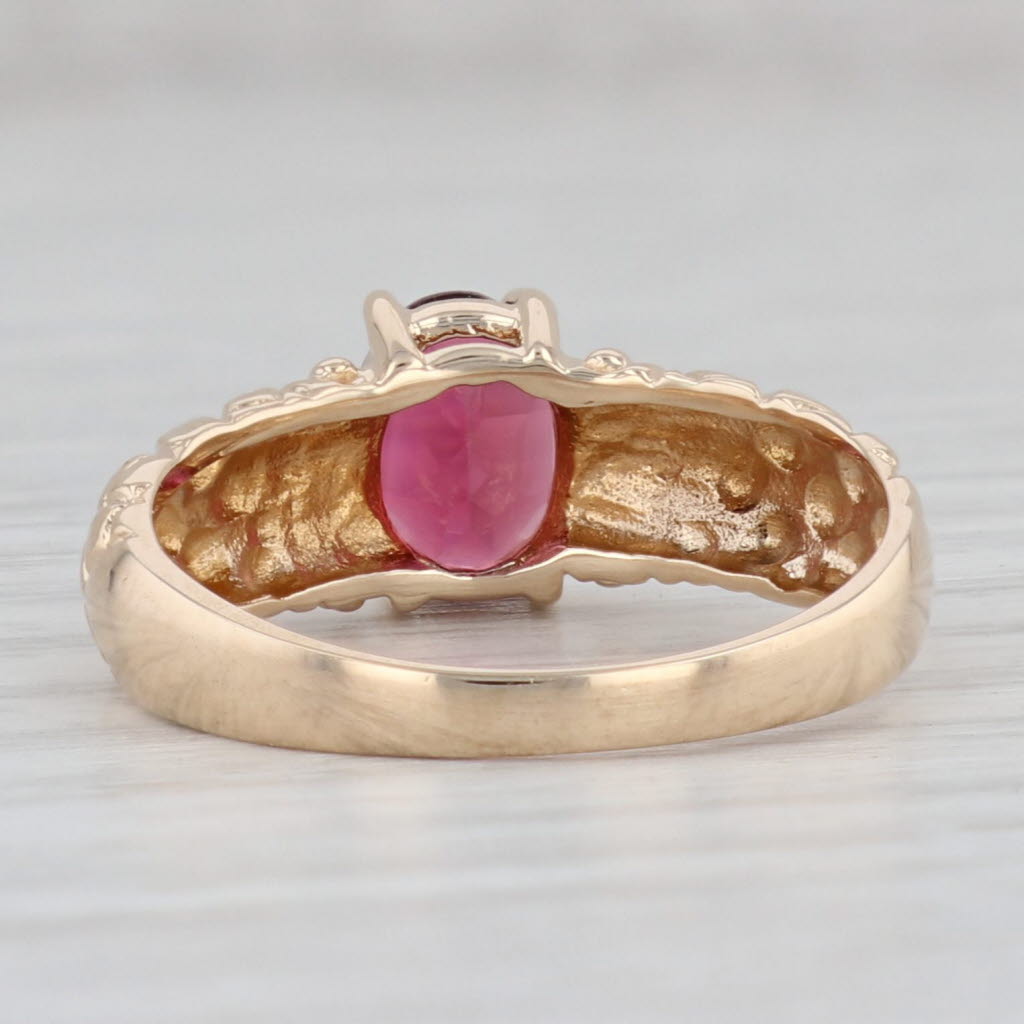 Gray 1.256ct Rubellite Tourmaline Oval Solitaire Ring 14k Yellow Gold Size 8