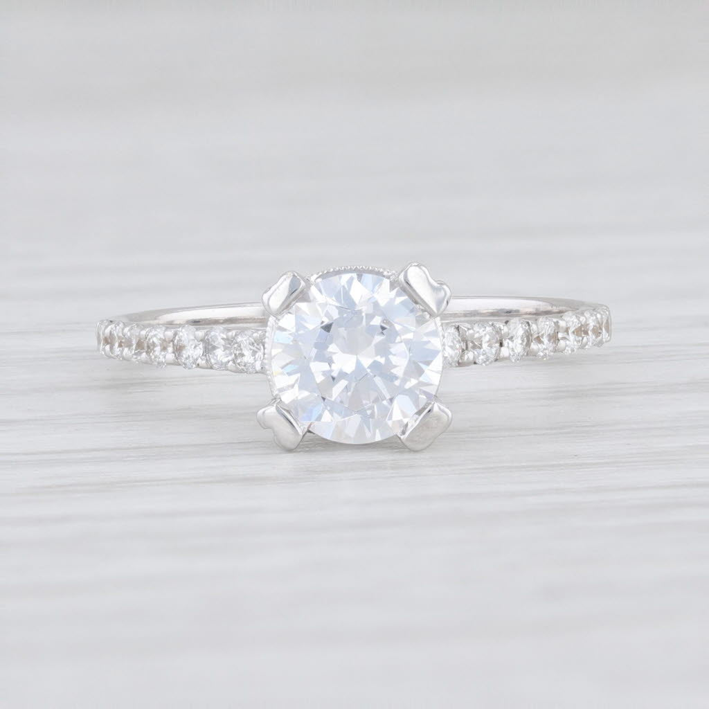 Light Gray New Beverley K Semi Mount Diamond Engagement Ring 18k White Gold Size 6 Round